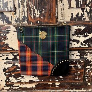 Mac Cosmetics Plaid Shoulder Crossbody chain Bag Purse